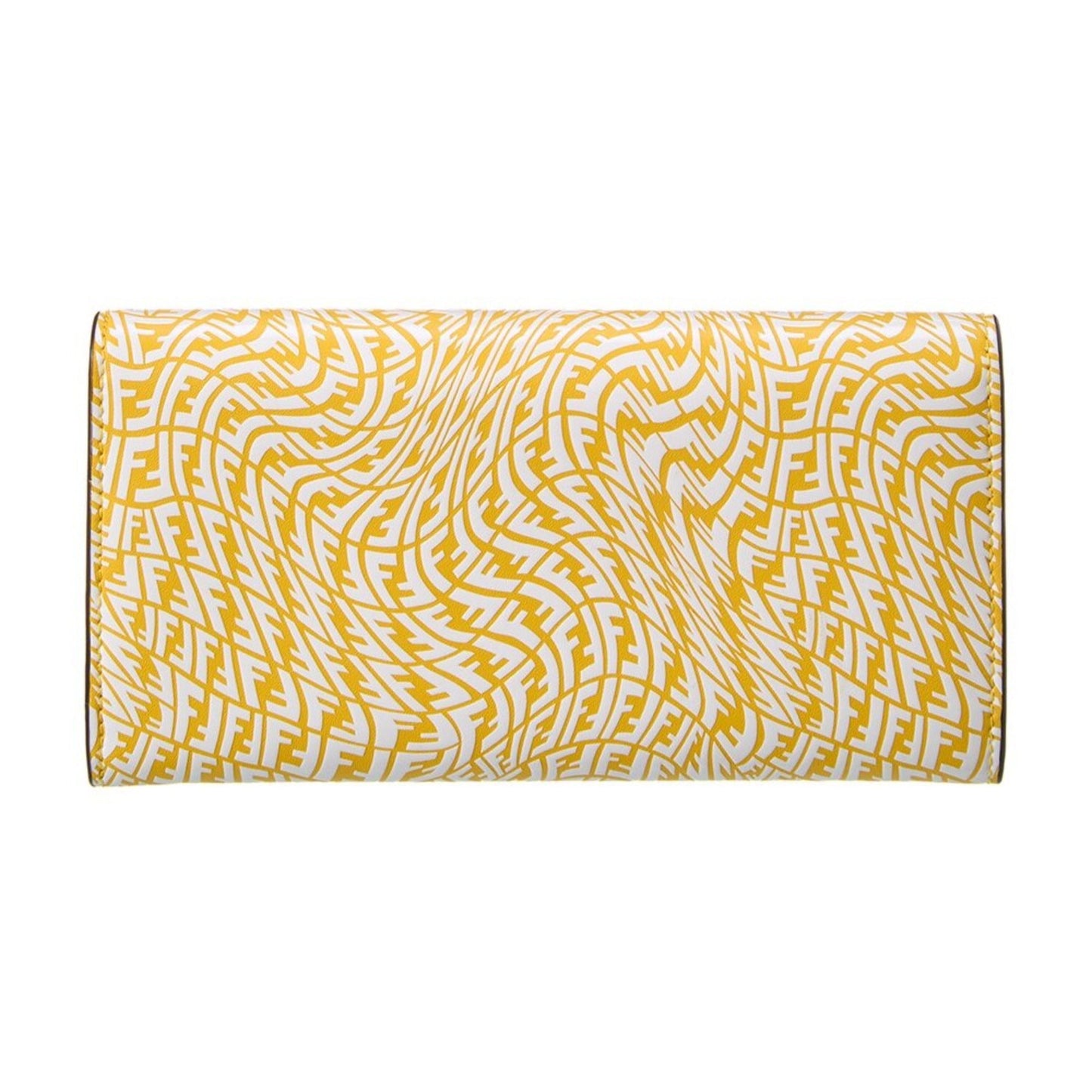 Fendi F is Fendi Yellow Leather Vertigo Print Long Wallet