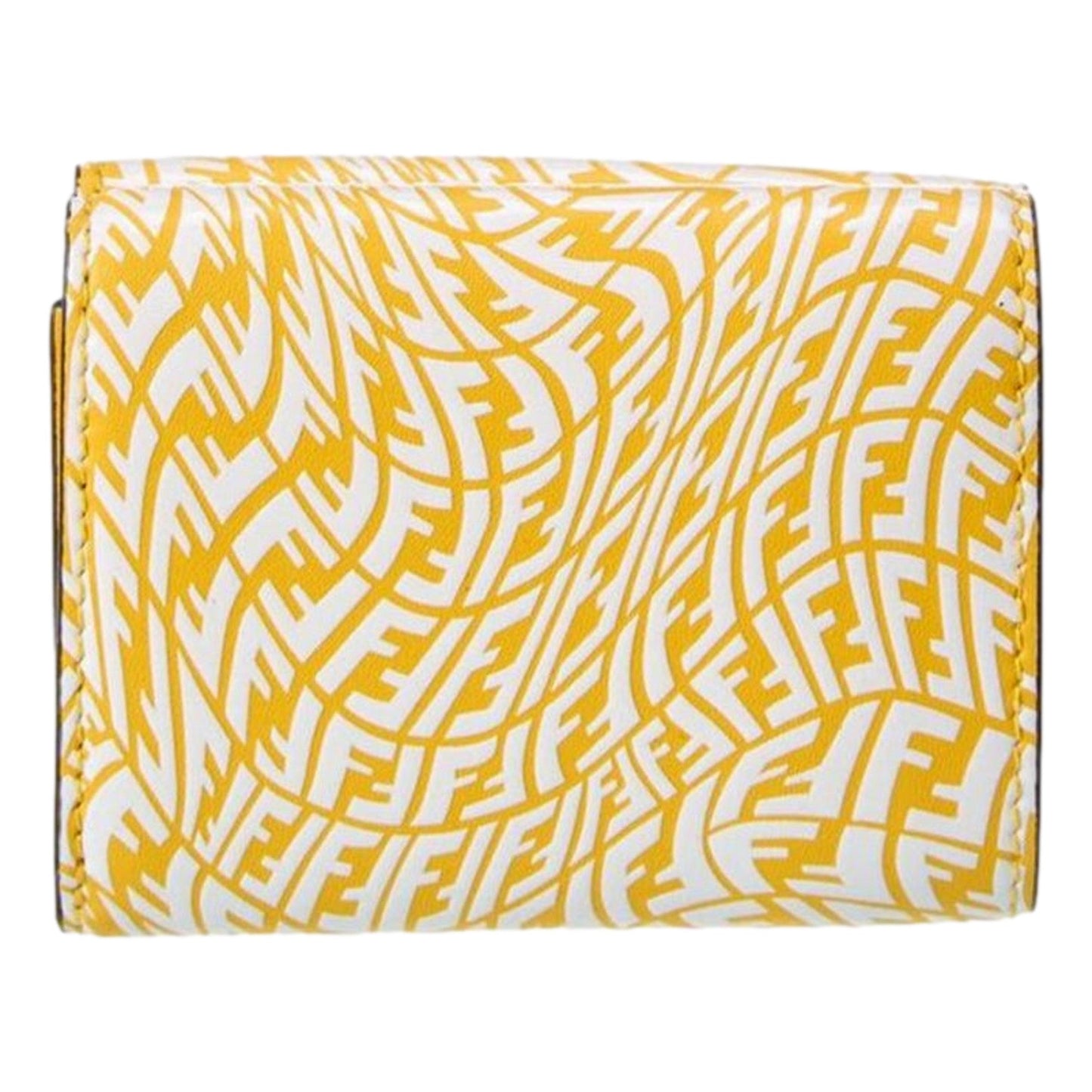 Fendi F is Fendi Yellow Leather Vertigo Print Small Trifold Wallet