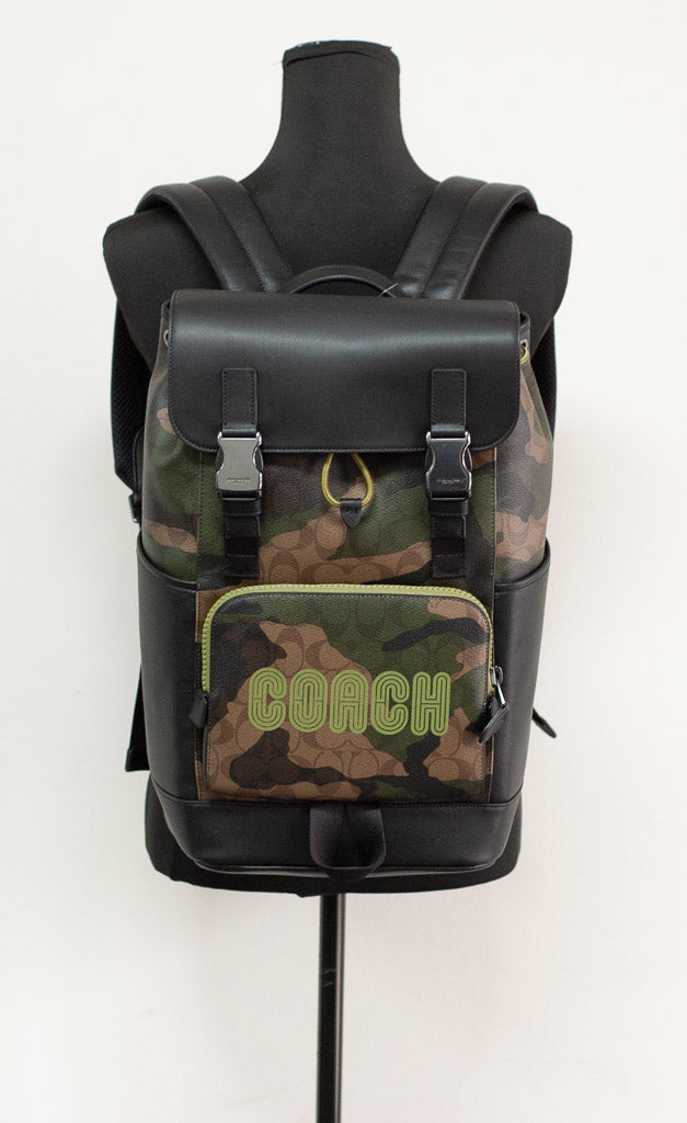 Coach (CC016) Large Signature Camo Print Coated Canvas Track Backpack Bookbag