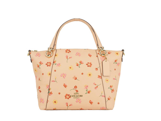 Coach (C8618) Kacey Faded Blush Mystic Floral Pebble Leather Convertible Top Zip Satchel Bag