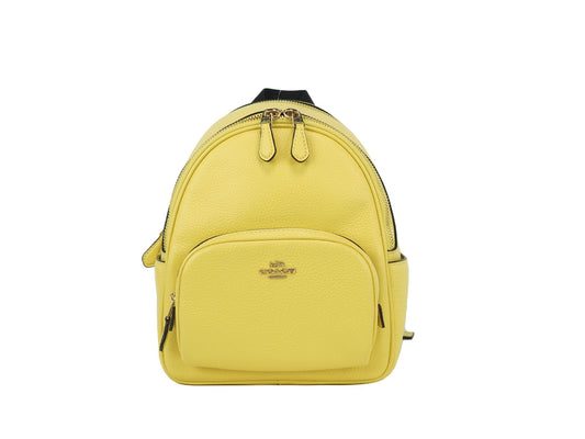 Coach (C8603) Mini Court Retro Yellow Pebbled Leather Shoulder Backpack Bag