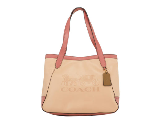 Coach (C5676) Medium Colorblock Faded Blush Leather Horse Carriage Tote Handbag