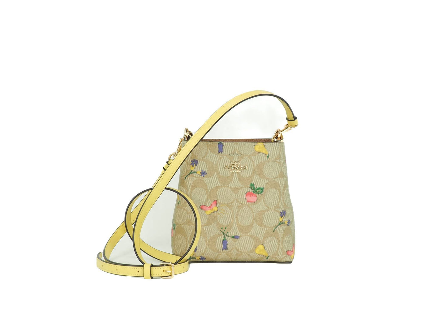 Coach (C8255) Mini Town Bucket Signature Leather Dreamy Veggie Crossbody Handbag