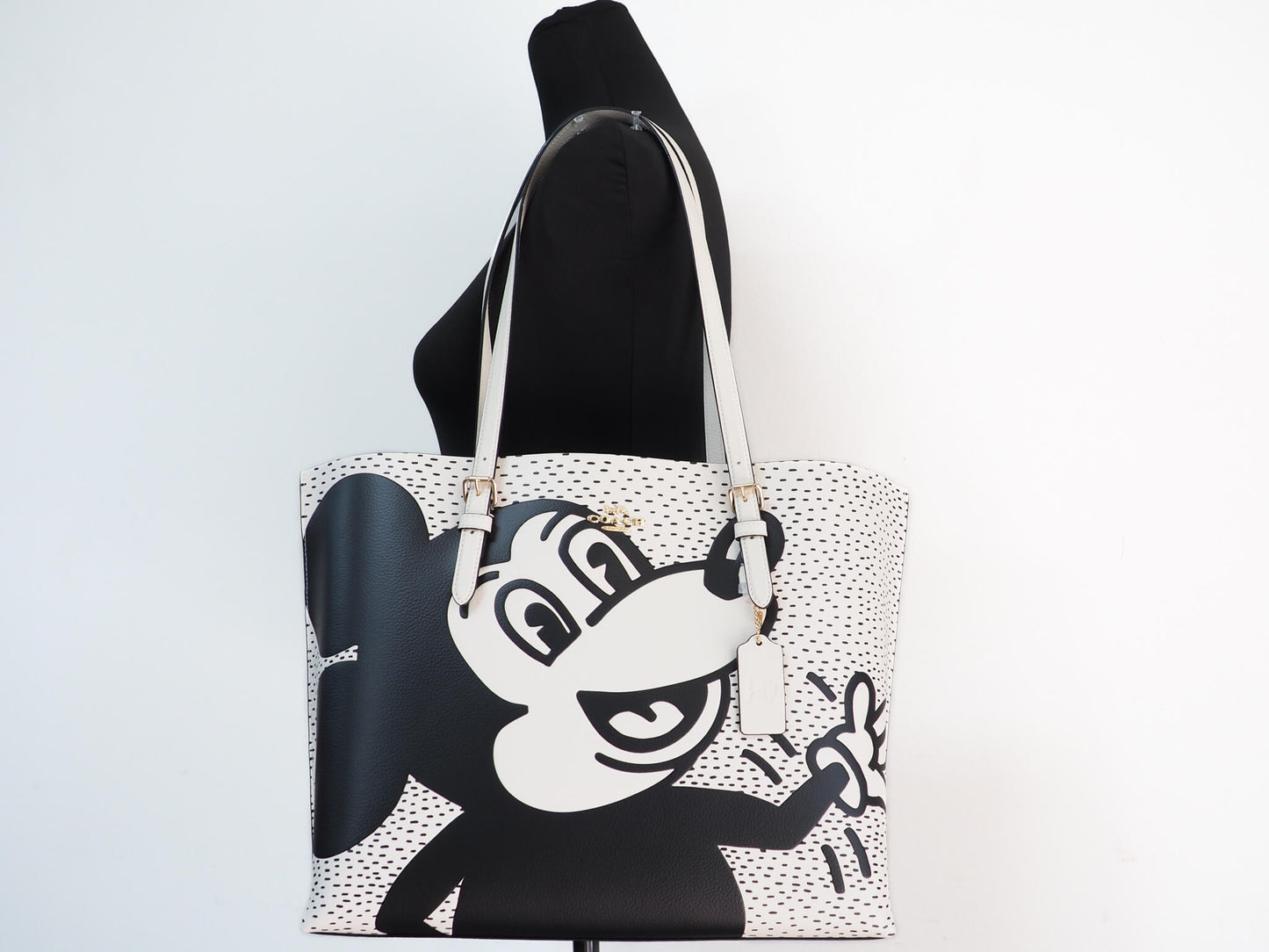 Coach (C6978) Mickey Mouse X Keith Haring Mollie Large Leather Shoulder Tote Bag