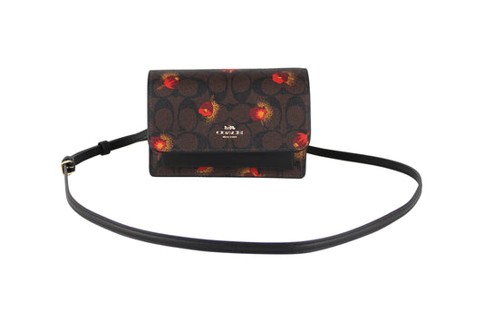 Coach (C6040) Signature Coated Canvas Poppy Floral Foldover Crossbody Belt Bag