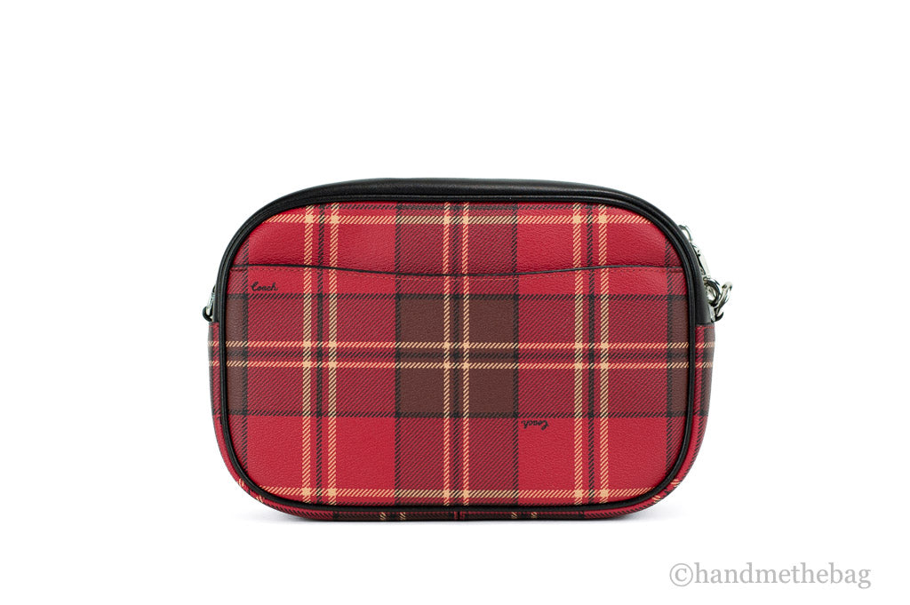 Coach (CC146) Jamie Medium Red Black Tartan Plaid Crossbody Camera Handbag