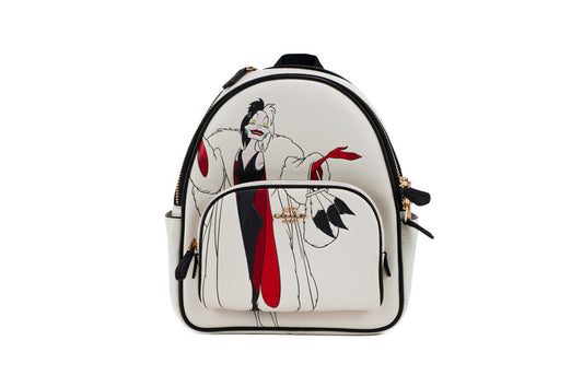 Coach X Disney (CC158) Cruella Motif Mini Pebbled Leather Court Backpack Bag