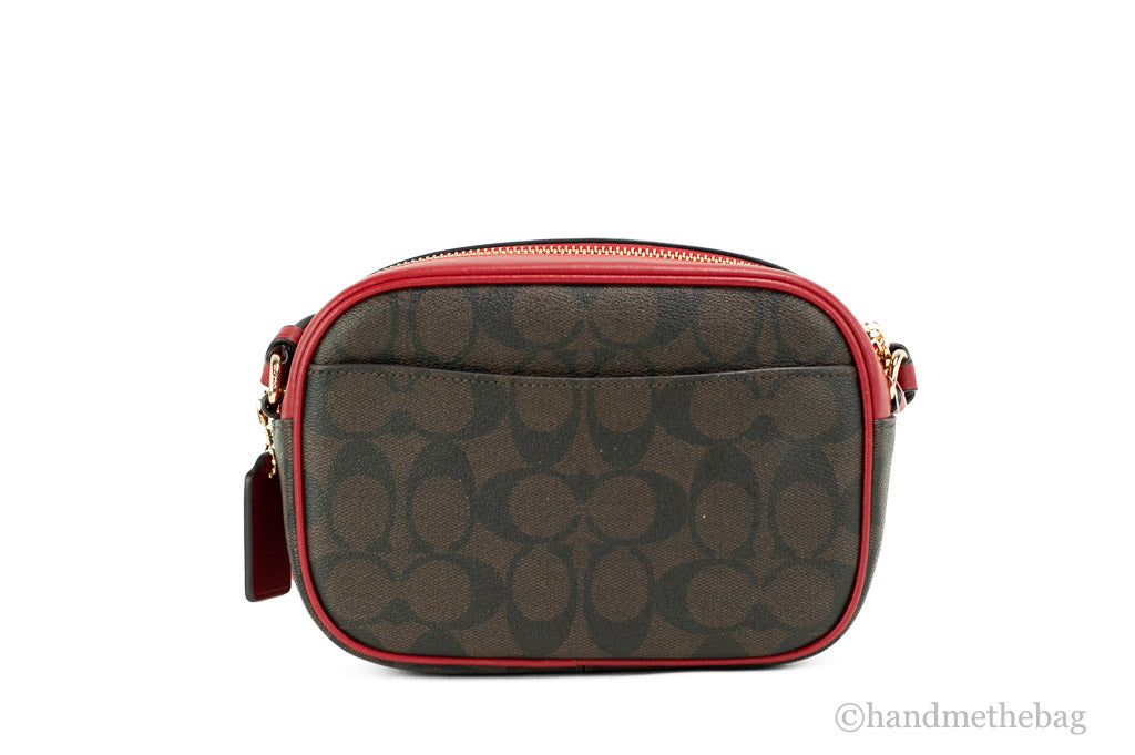 Coach (C9926) Jamie Mini Brown Red Coated Canvas Camera Crossbody Handbag