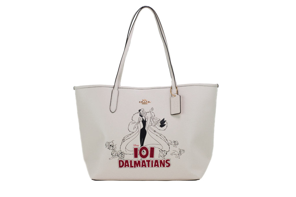 Coach X Disney (CC159) Cruella 101 Dalmations Motif Pebble Leather City Tote Bag