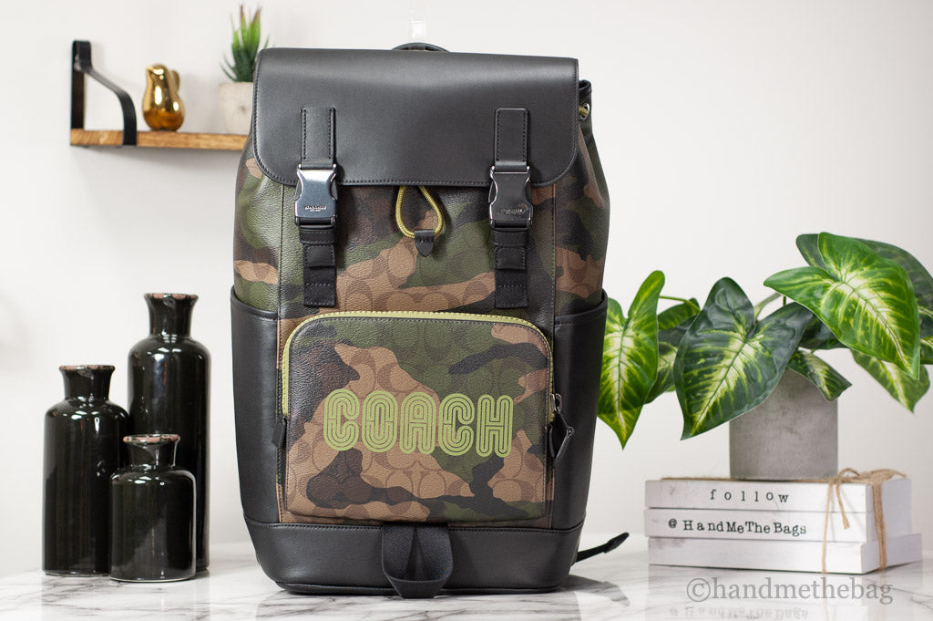 Coach (CC016) Large Signature Camo Print Coated Canvas Track Backpack Bookbag