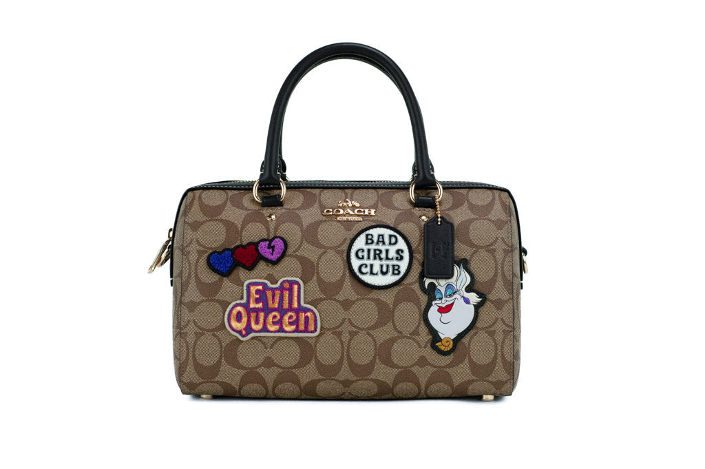 Coach X Disney (CC149) Villain Patches Signature Coated Canvas Rowan Satchel Bag