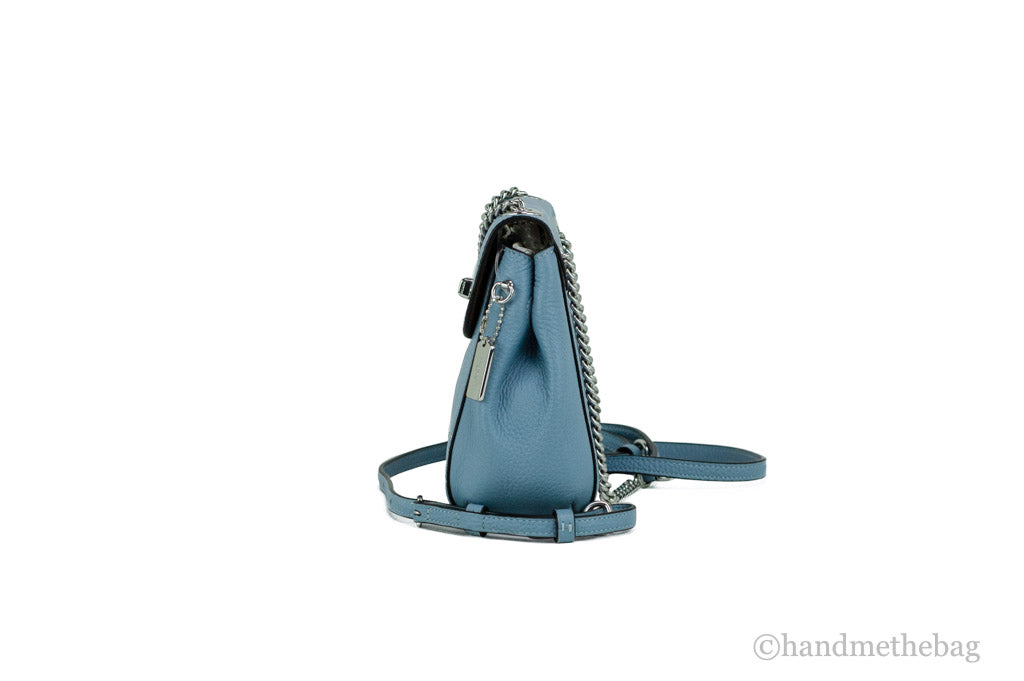 Coach (C5677) Mini Coach (C5677) Mini Cornflower Blue Pebble Leather Convertible Chain Backpack Bag Blue Pebbled Leather Convertible Backpack Bag