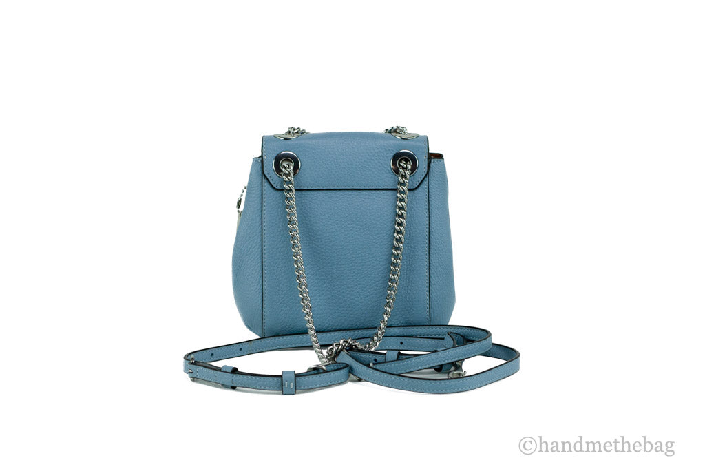 Coach (C5677) Mini Coach (C5677) Mini Cornflower Blue Pebble Leather Convertible Chain Backpack Bag Blue Pebbled Leather Convertible Backpack Bag