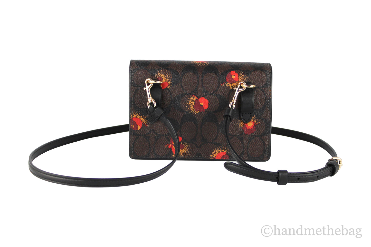 Coach (C6040) Signature Coated Canvas Poppy Floral Foldover Crossbody Belt Bag