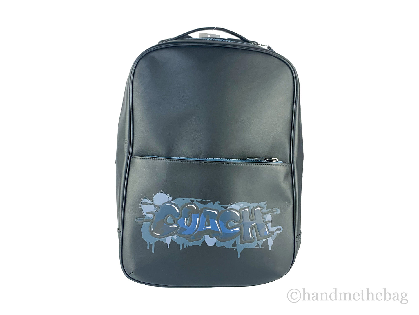 Coach Mens (C6686) Westway Medium Black Smooth Leather Graffiti Logo Backpack BookBag