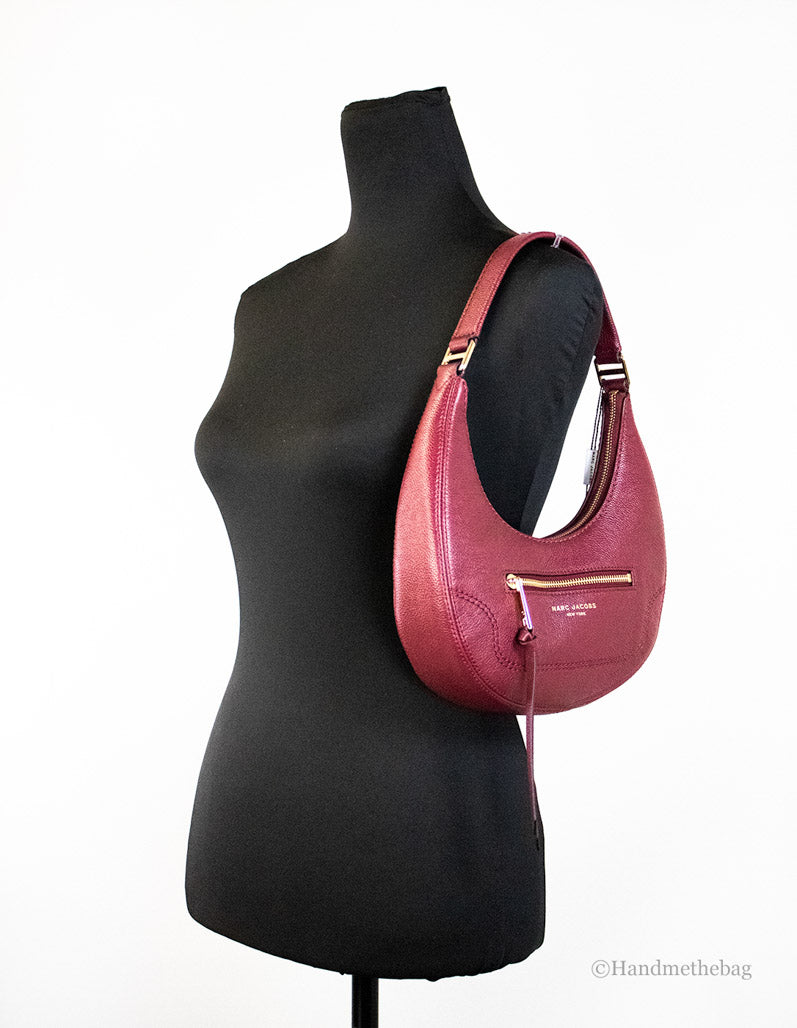 Marc Jacobs Small Pomegranate Pebbled Leather Crescent Shoulder Hobo Handbag