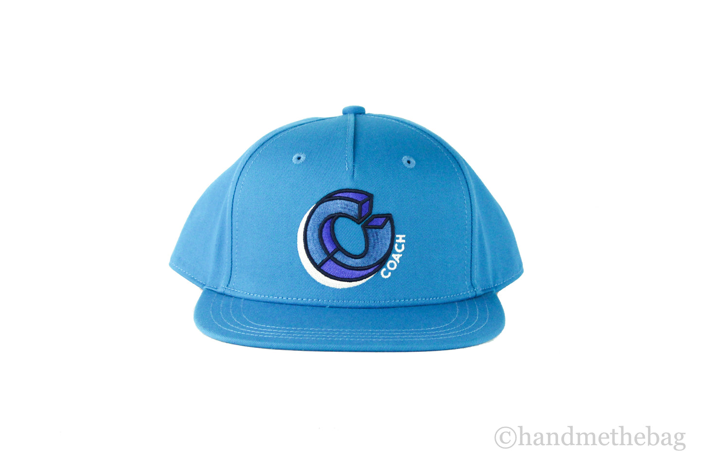 Coach Men's (C2451) Twist C Logo Cotton Adjustable Teal Blue Flat Bill Snapback Hat