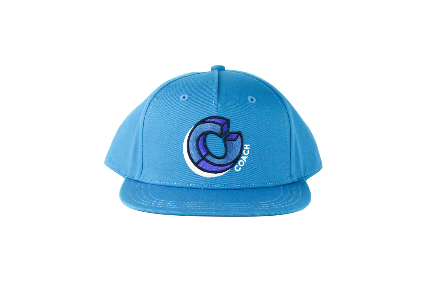 Coach Men's (C2451) Twist C Logo Cotton Adjustable Teal Blue Flat Bill Snapback Hat