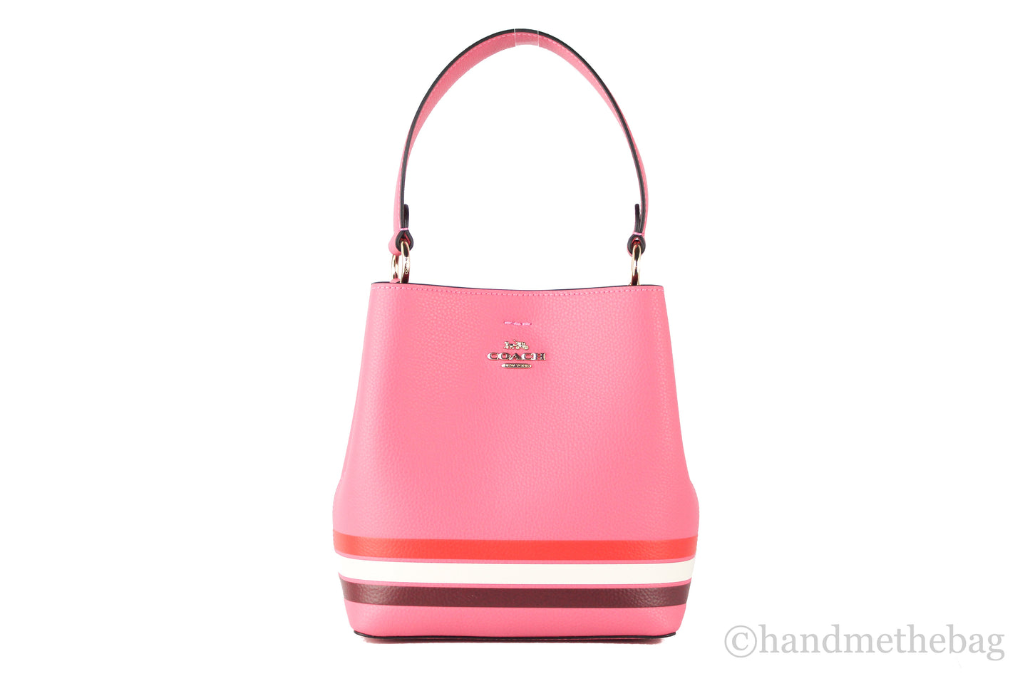 Coach (C4080) Retro Striped Confetti Pink Small Town Bucket Crossbody Hand Bag