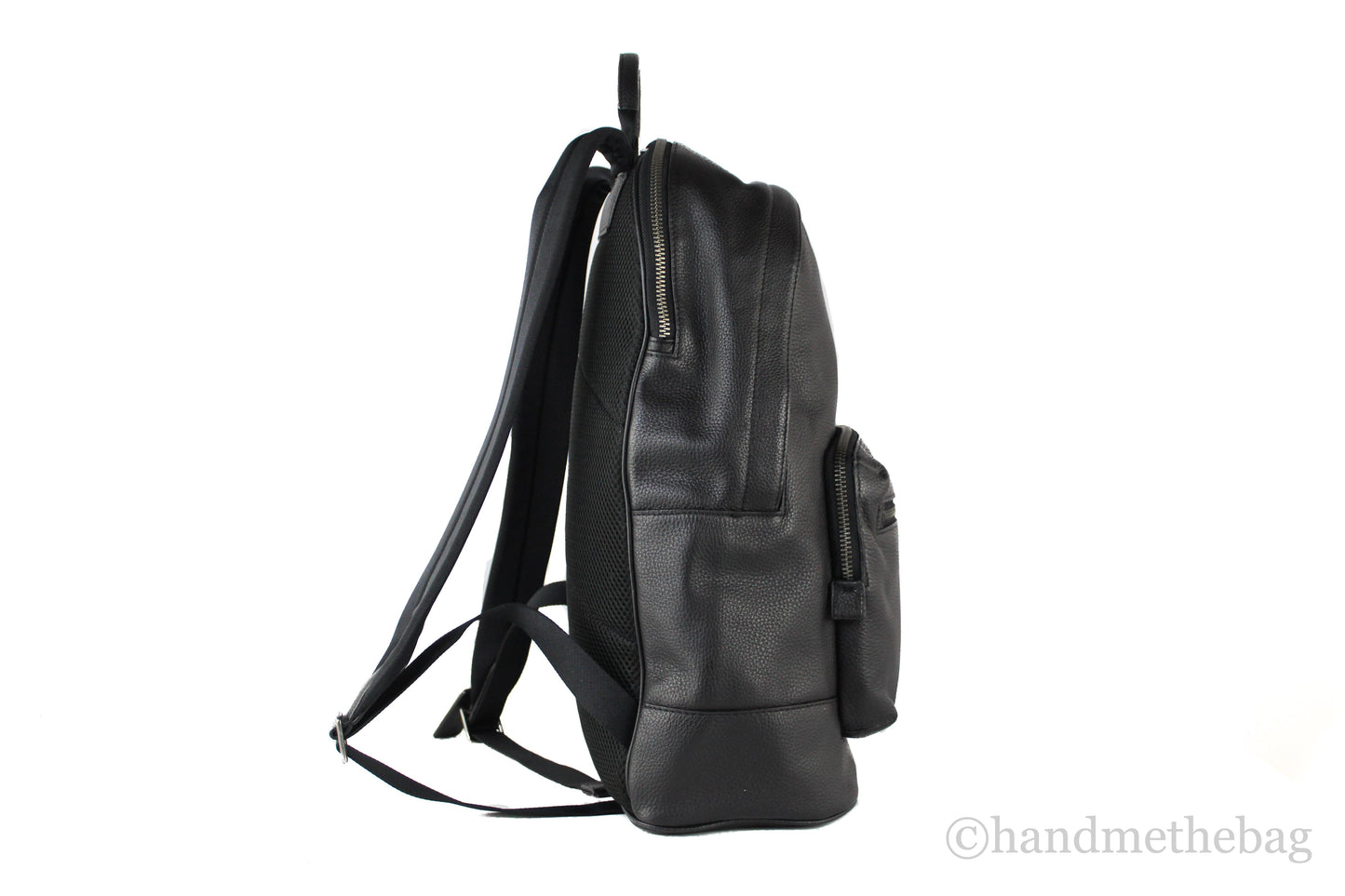 Coach Men's (2854) West Large Black Refined Pebbled Leather Backpack Shoulder Bookbag