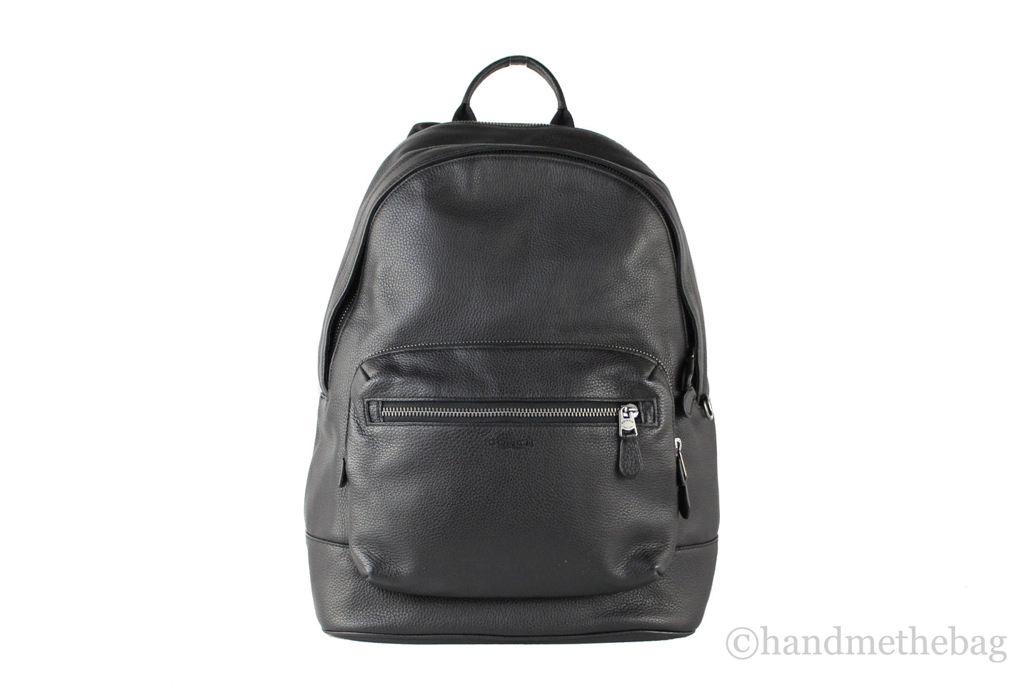 Coach Men's (2854) West Large Black Refined Pebbled Leather Backpack Shoulder Bookbag