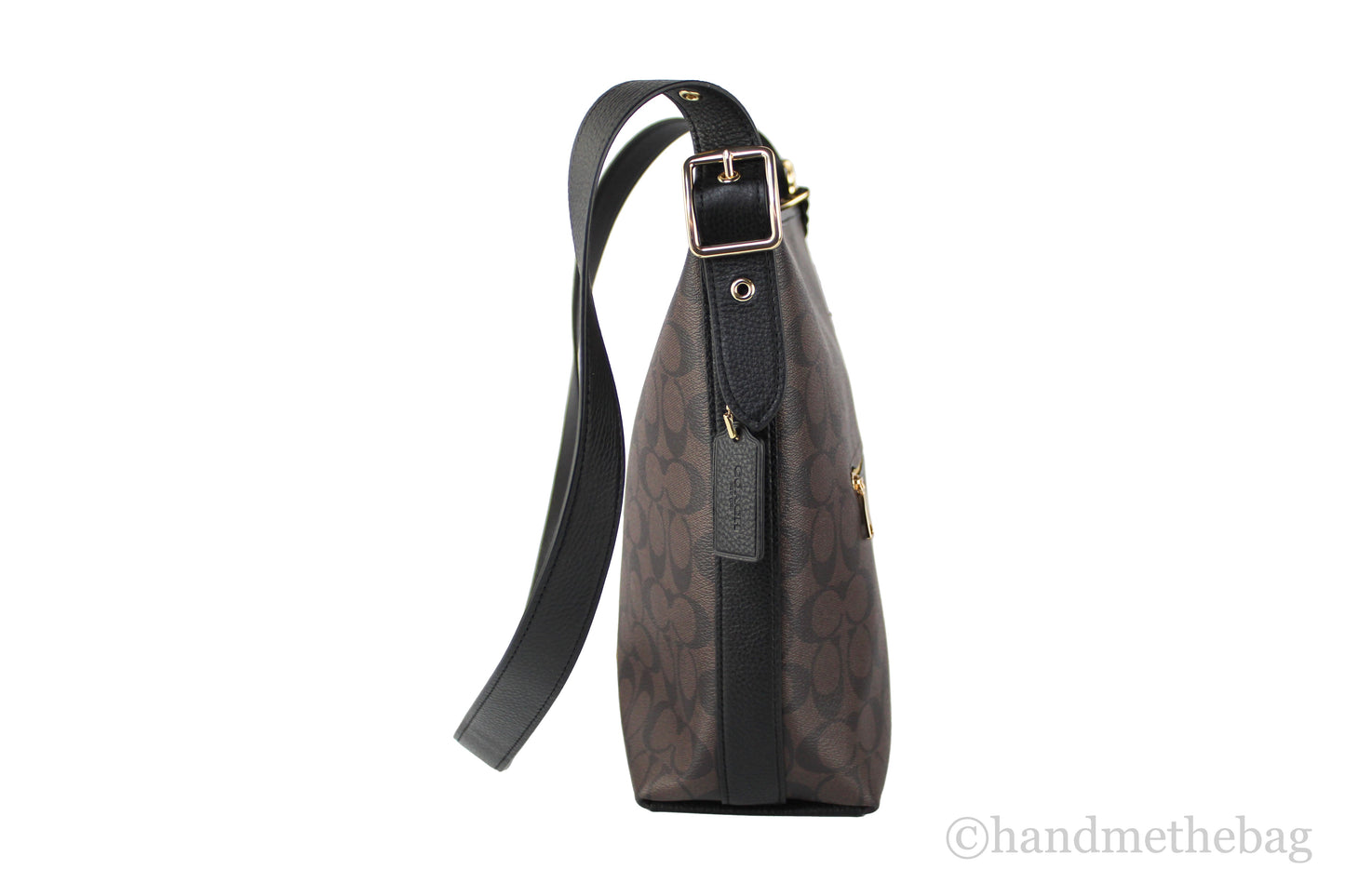 Coach (C2819) Val Signature Brown Black Leather Duffle Shoulder Crossbody Bag