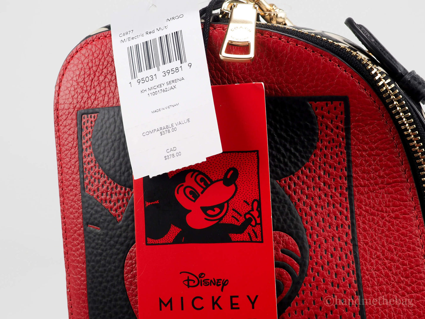 Coach (C6977) Mickey Mouse X Keith Haring Serena Pebble Leather Satchel Handbag