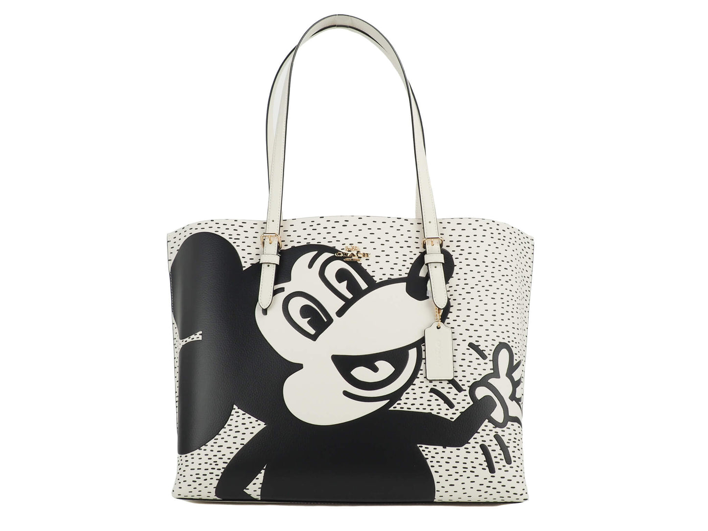 Coach (C6978) Mickey Mouse X Keith Haring Mollie Large Leather Shoulder Tote Bag