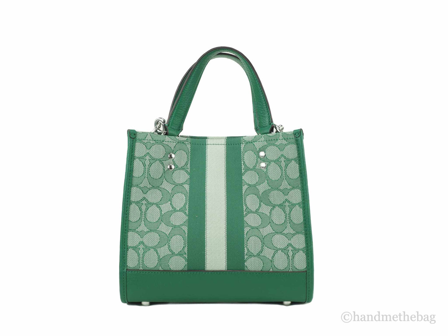 Coach (C8417) Dempsey Small Green Jacquard Canvas Logo Patch Convertible Tote 22 Handbag