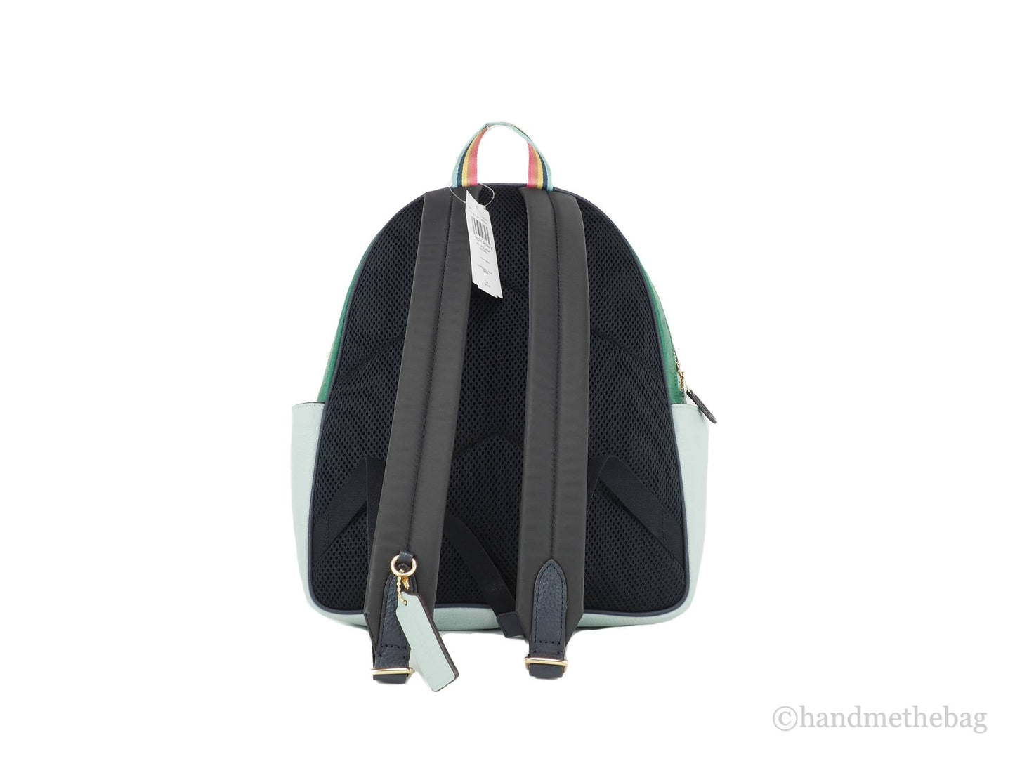 Coach (C2797) Court Light Teal Multi Colorblock Medium Pebbled Leather Backpack