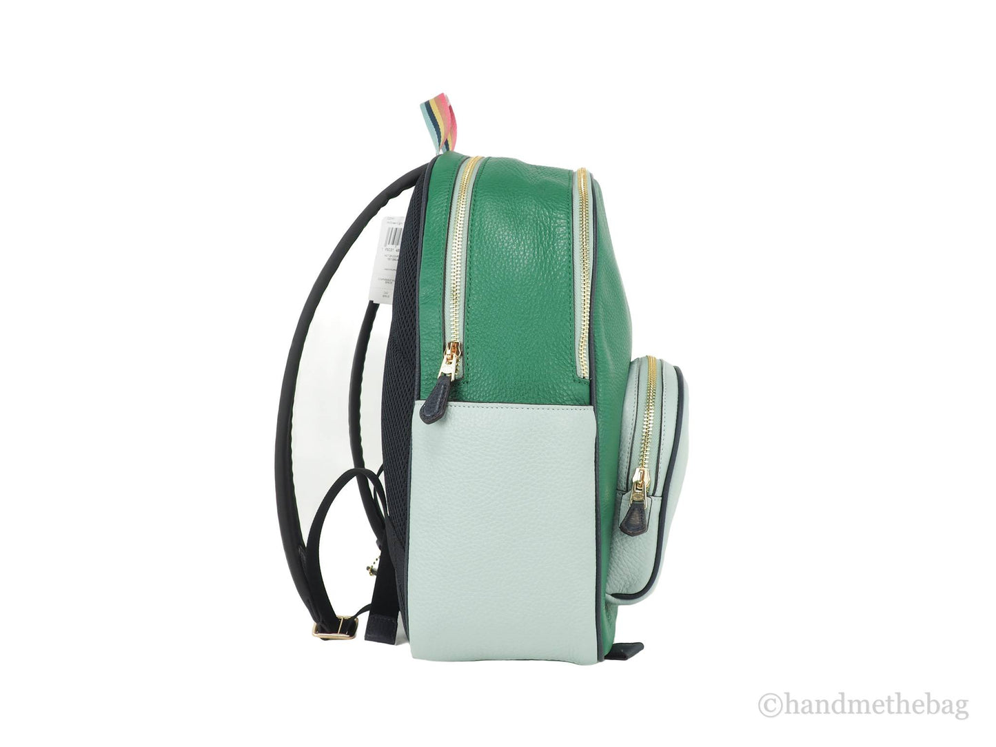 Coach (C2797) Court Light Teal Multi Colorblock Medium Pebbled Leather Backpack