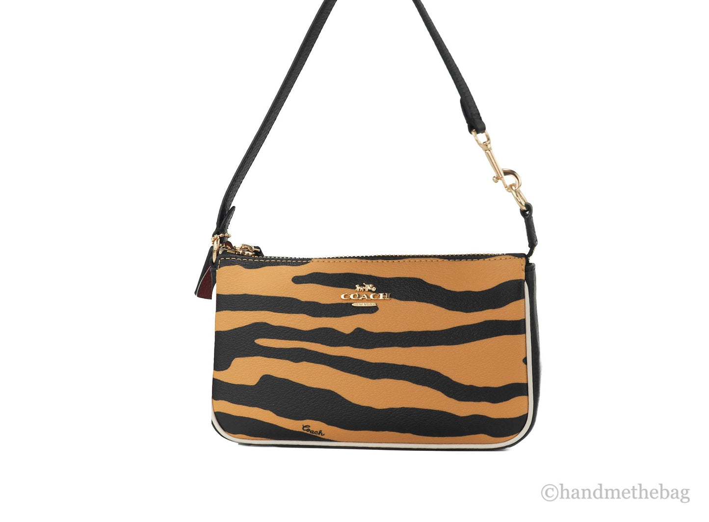 Coach (C7438) Nolita 19 Mini Tiger Print Coated Canvas Top Handle Wrist Handbag