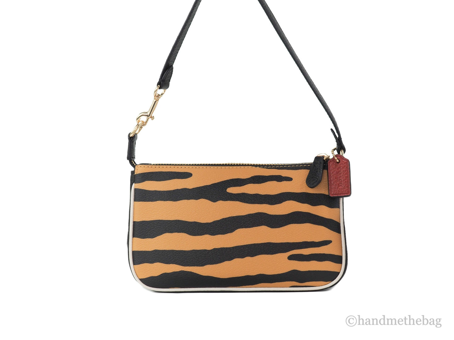 Coach (C7438) Nolita 19 Mini Tiger Print Coated Canvas Top Handle Wrist Handbag