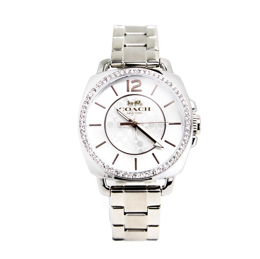 Coach (14503140) Boyfriend Crystal Bezel Logo Dial Silver Stainless Steel Watch