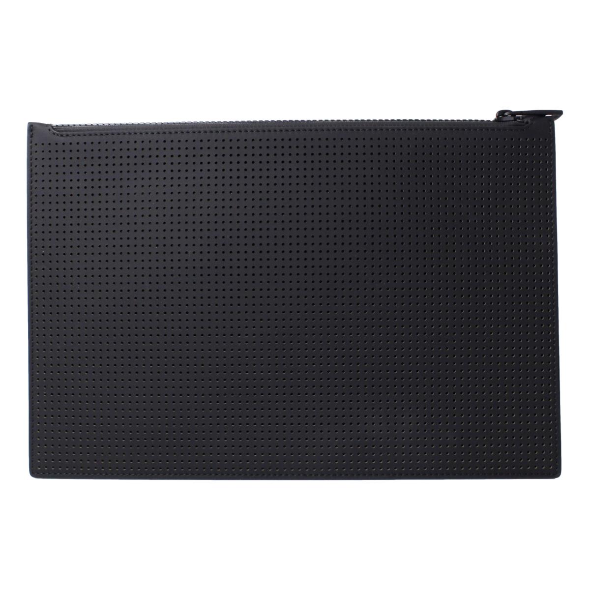 Alexander McQueen Black Leather Perforated Flat Pouch 560472