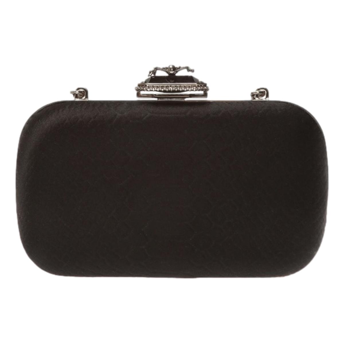 Alexander McQueen Black Embossed Satin Spider Box Clutch 583733