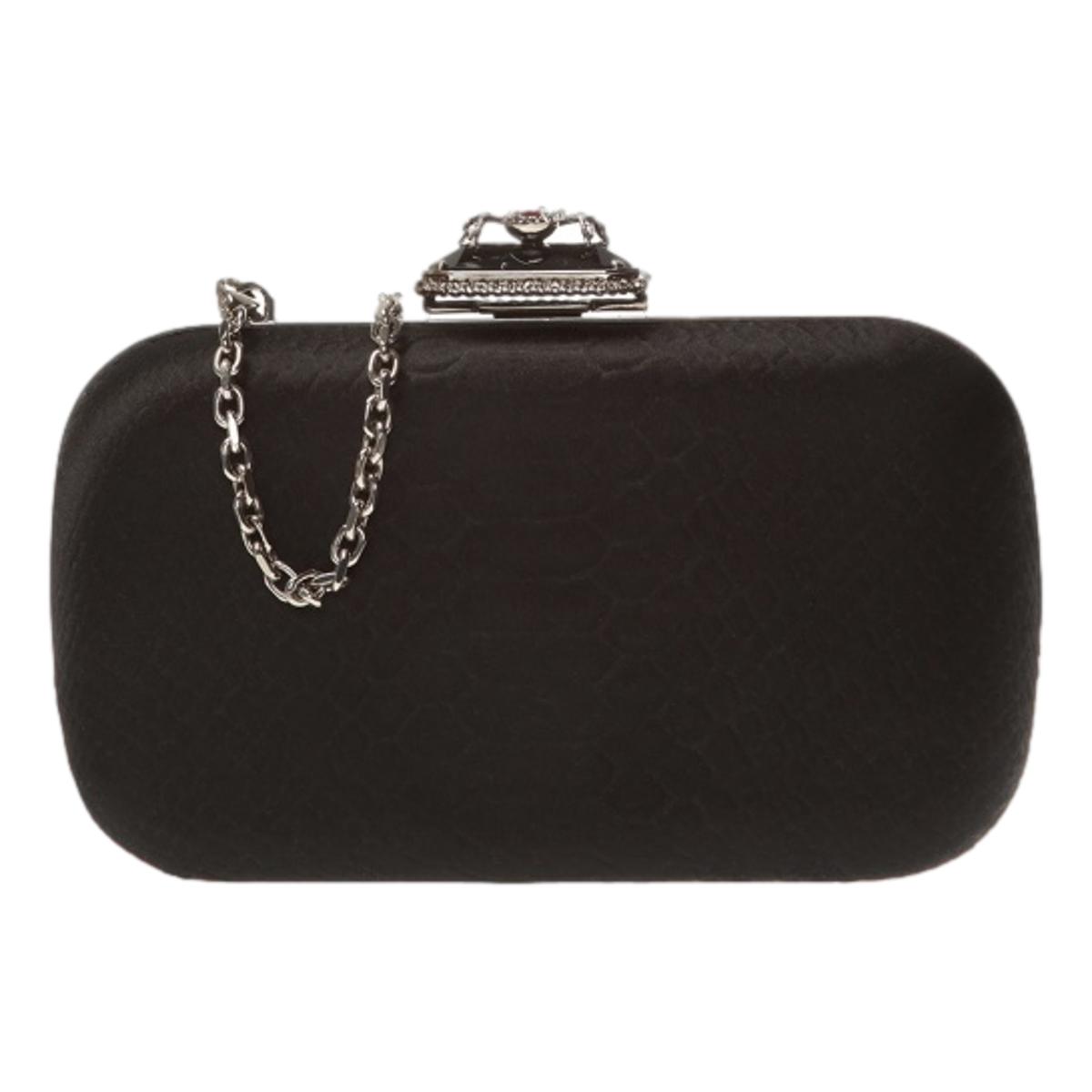 Alexander McQueen Black Embossed Satin Spider Box Clutch 583733