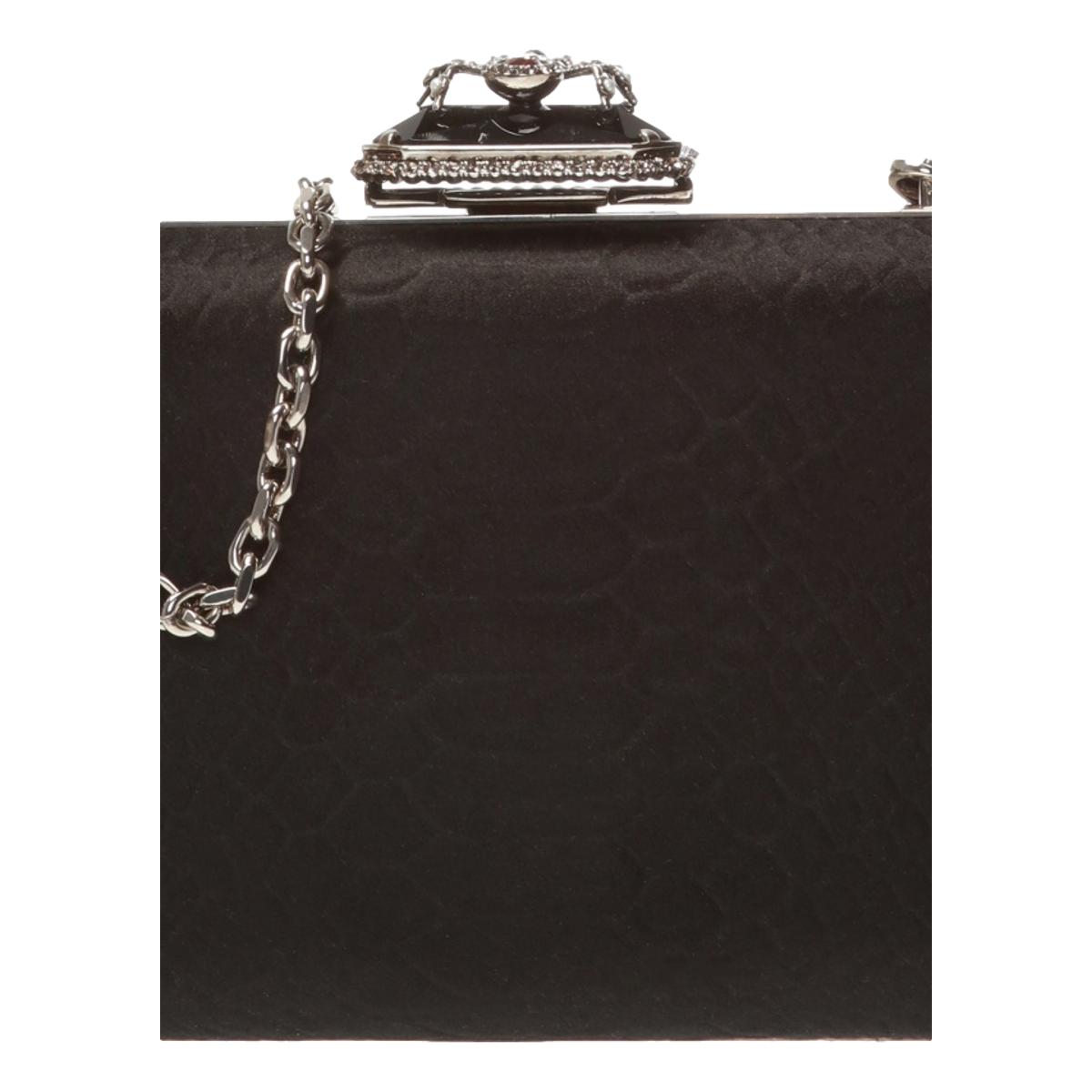 Alexander McQueen Black Embossed Satin Spider Box Clutch 583733