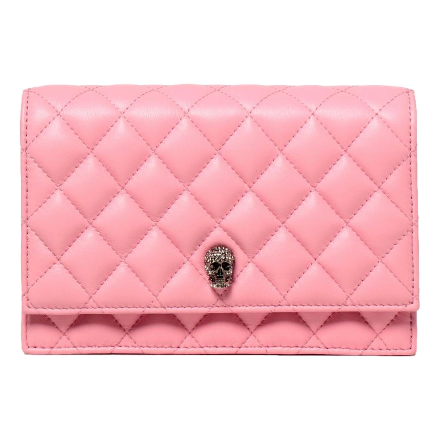 Alexander McQueen Pink Quilted Leather Skull Shoulder Bag 647288