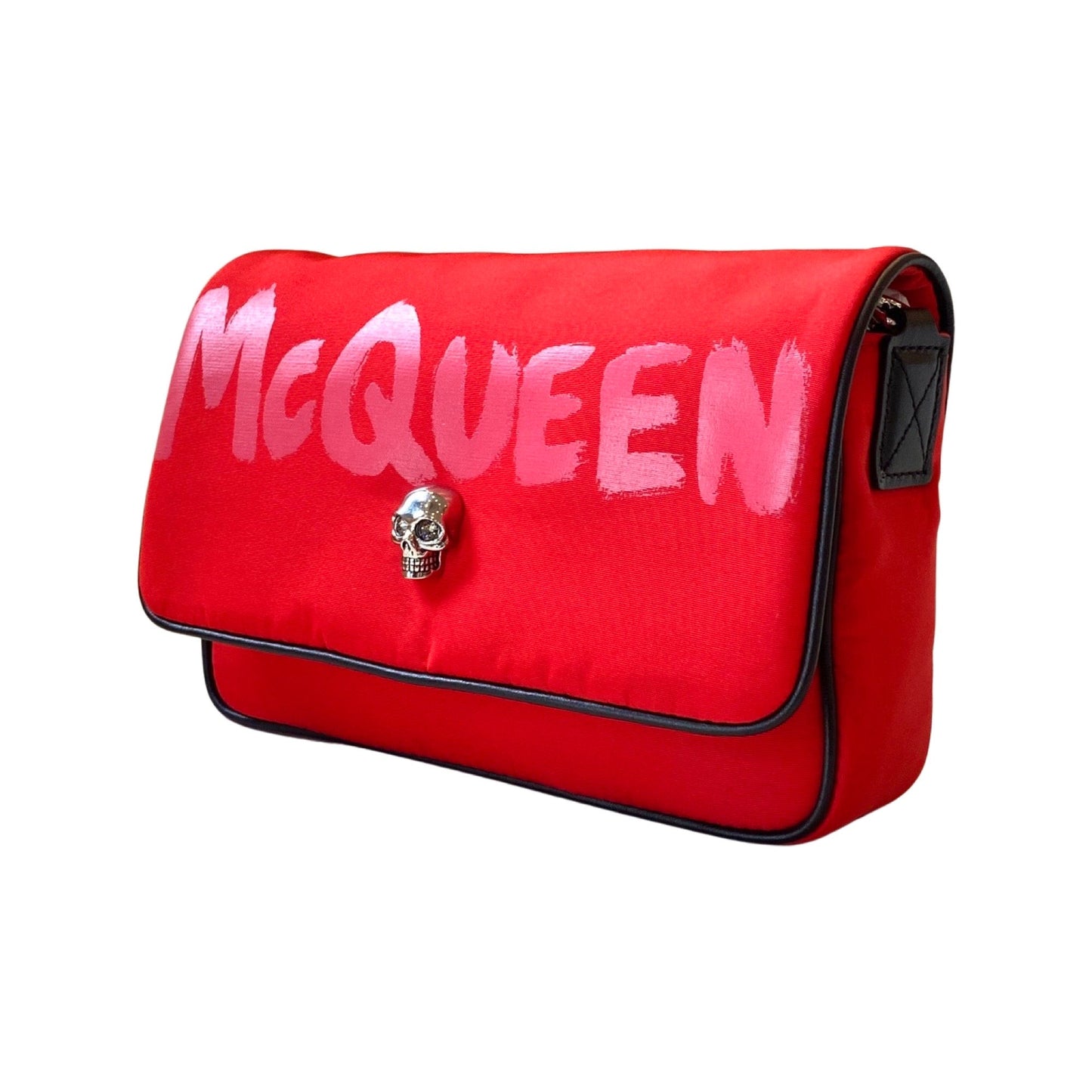 Alexander McQueen Red Nylon Graffiti Skull Shoulder Bag 666120