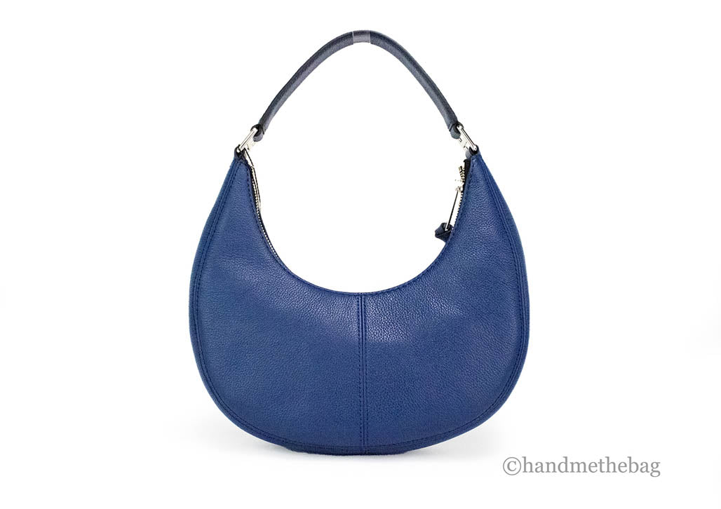 Marc Jacobs Small Azure Blue Pebbled Leather Crescent Shoulder Hobo Handbag