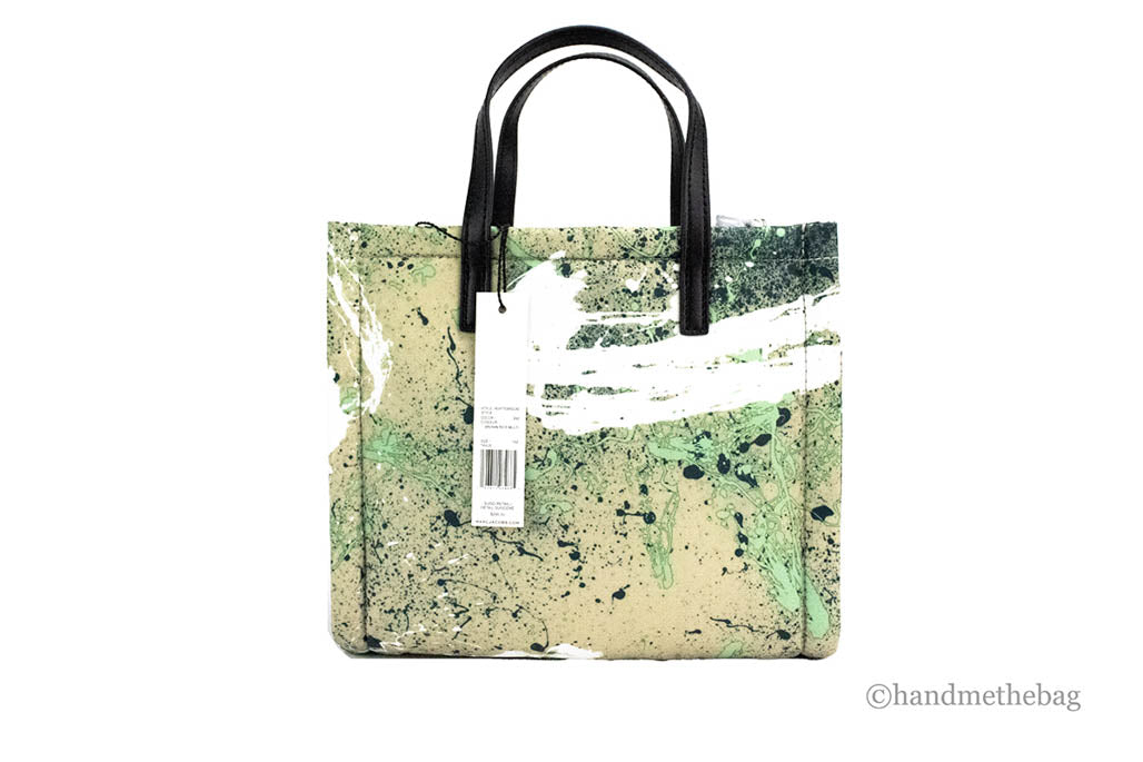 Marc Jacobs Mini Green Multi Splatter Paint Print Nylon Crossbody Tote Handbag