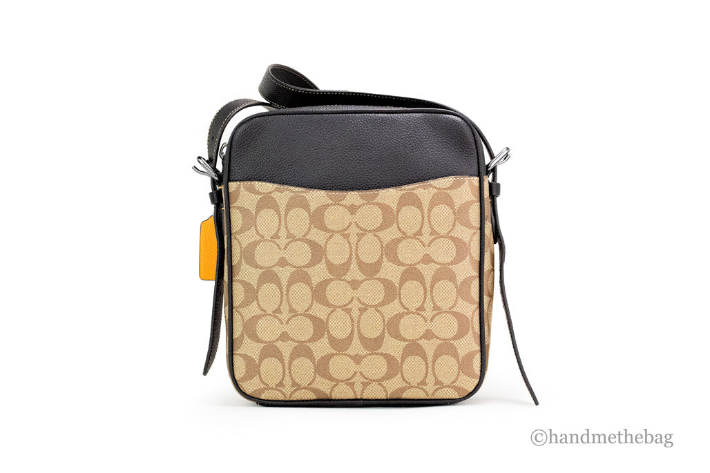 Coach (CB907) Hudson 21 Khaki/Terracotta Signature Varsity Stripe Coated Canvas Crossbody Bag