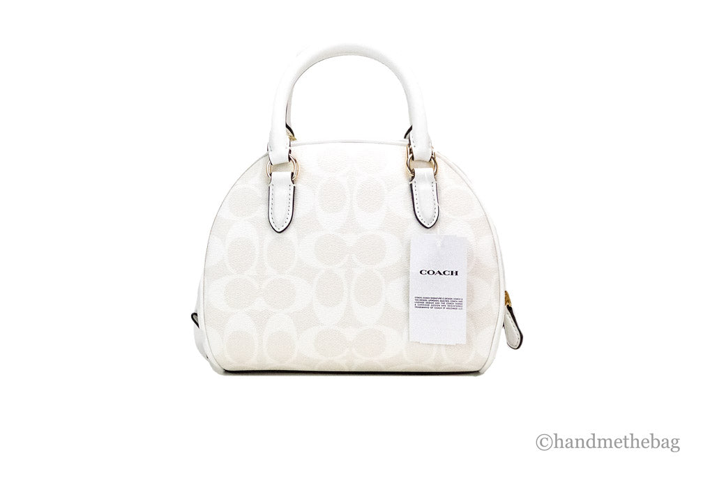 Coach (CA591) Sydney Small Chalk White Signature Coated Canvas Satchel Handbag