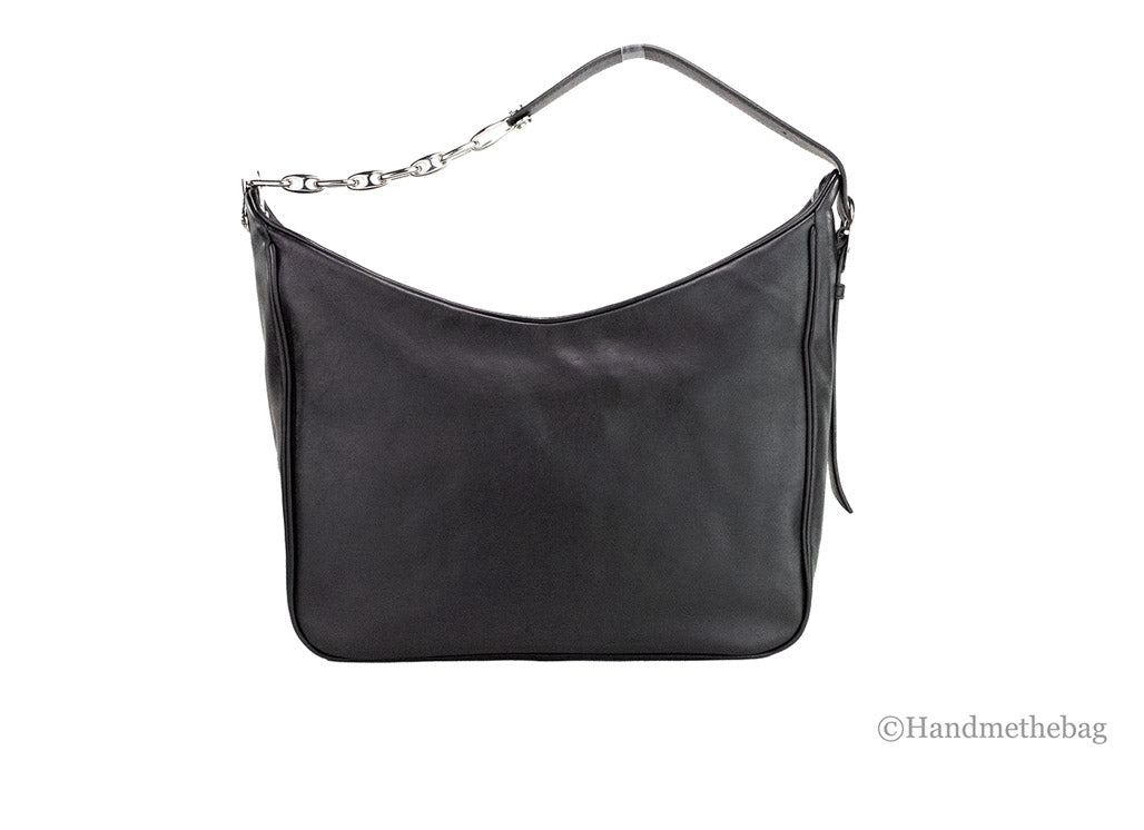 Marc Jacobs Tempo Large Black Smooth Leather Hobo Convertible Shoulder Handbag