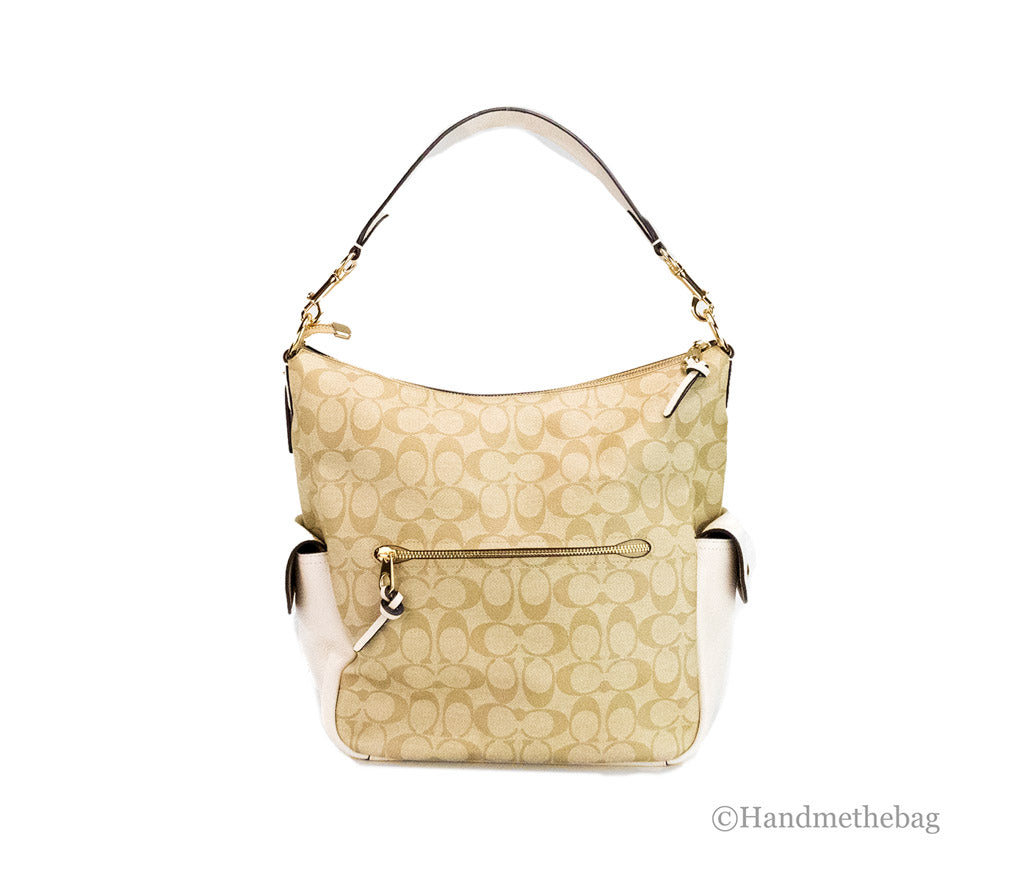 Coach (C1523) Pennie Light Khaki Chalk Signature Coated Canvas Shoulder Handbag