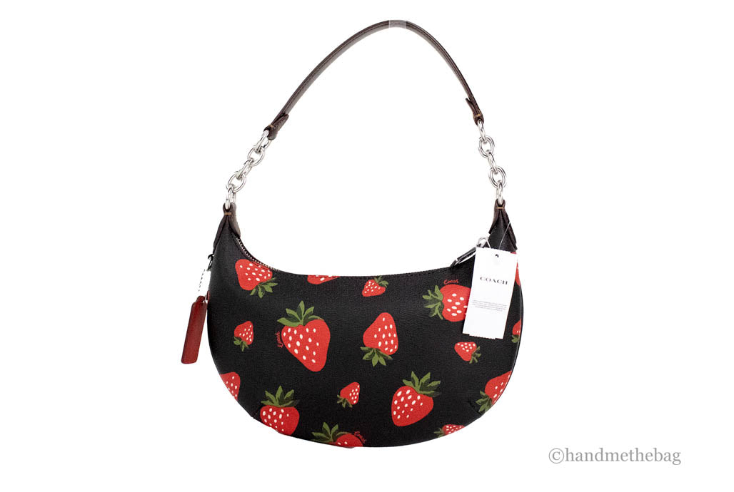 Coach (CH330) Payton Small Wild Strawberry Print Coated Canvas Hobo Shoulder Bag