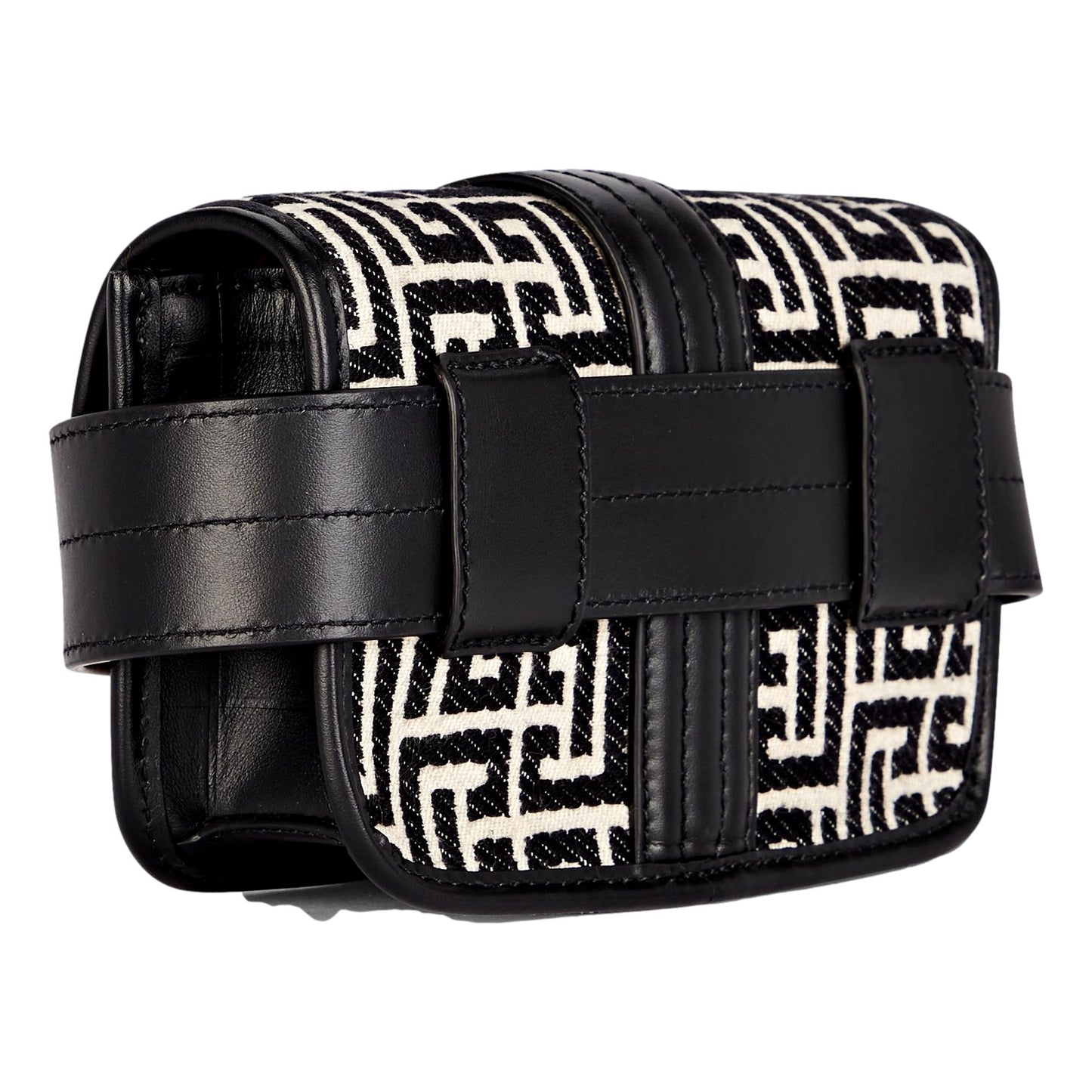 Balmain 1945 Monogram Jacquard Belt Bag Black White