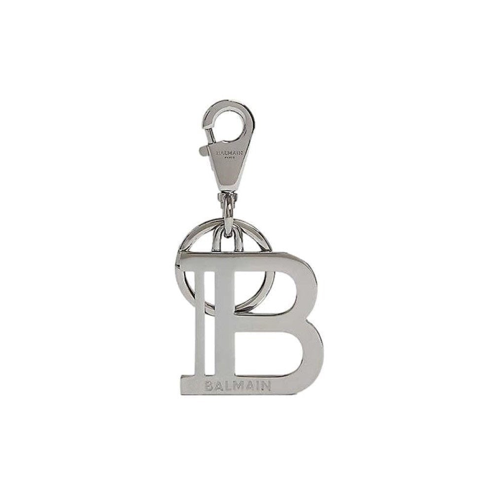 Balmain B-Keyring Silver-tone Metal Keychain TN4J001M