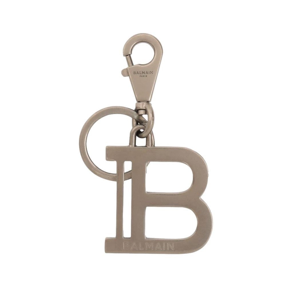 Balmain B-Keyring Silver-tone Metal Keychain TN4J001M